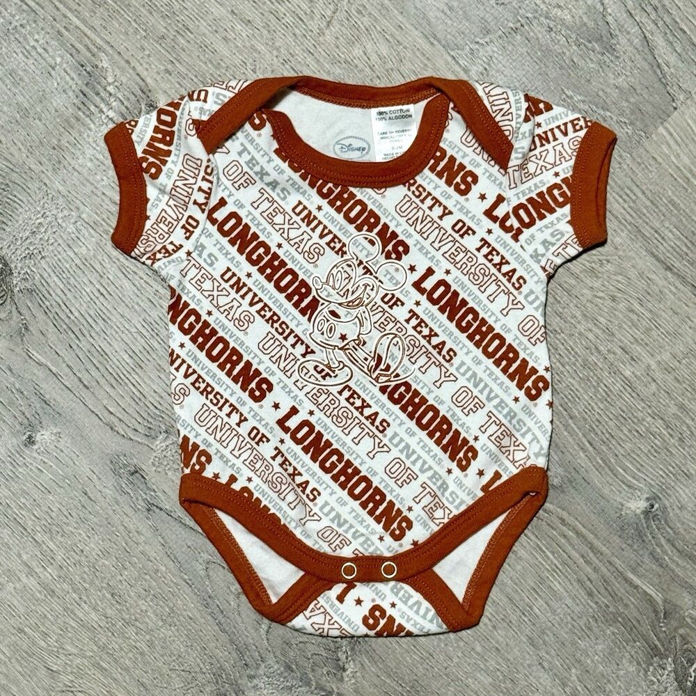 Disney Baby University Of Texas Longhorns Bodysuit Burnt Orange Mickey Mouse